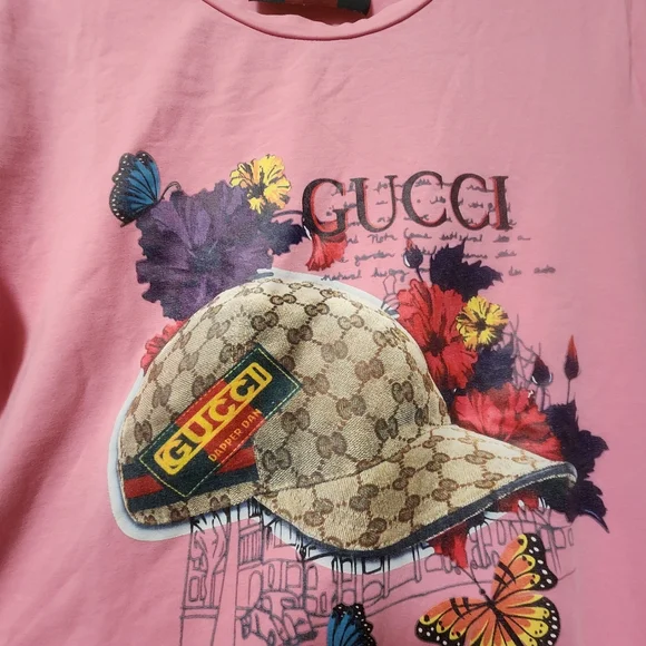 Gucci Pink Short Sleeve Tee with Graphic Design - Picture 2 of 3